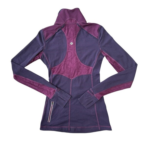 Lululemon Star Runner Pullover Top Rulu Lace 1/2 Zip Gym Sz 2 Plum - Picture 3 of 10